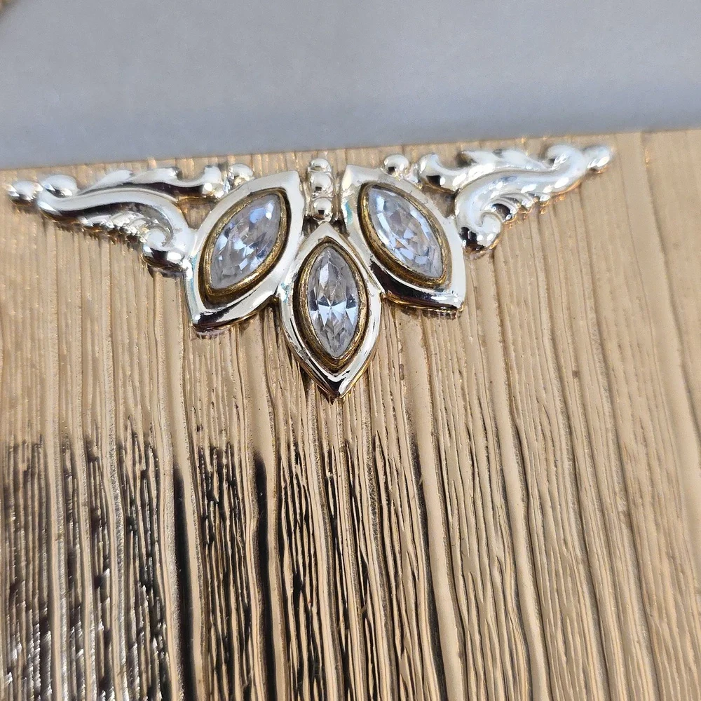 Vintage Evans Marquise Rhinestone Gold Art Deco Minaudiere Cigarette Case Compac - Picture 13 of 15